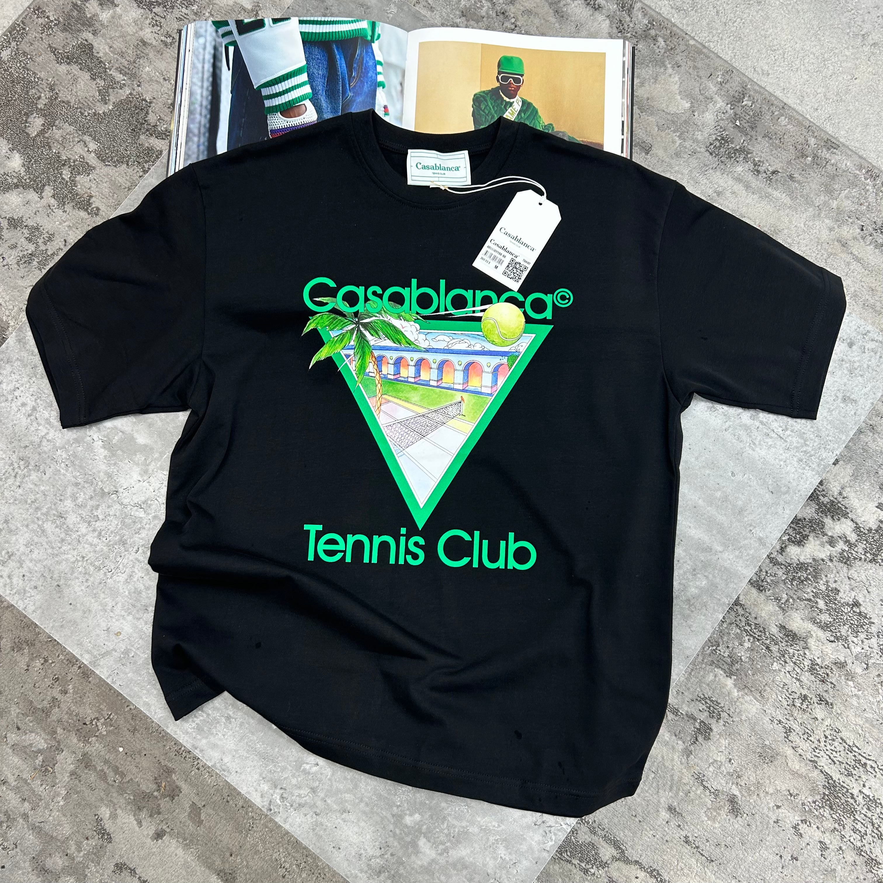CASABLANCA - TENNIS CLUB T-SHIRT - BLACK/GREEN