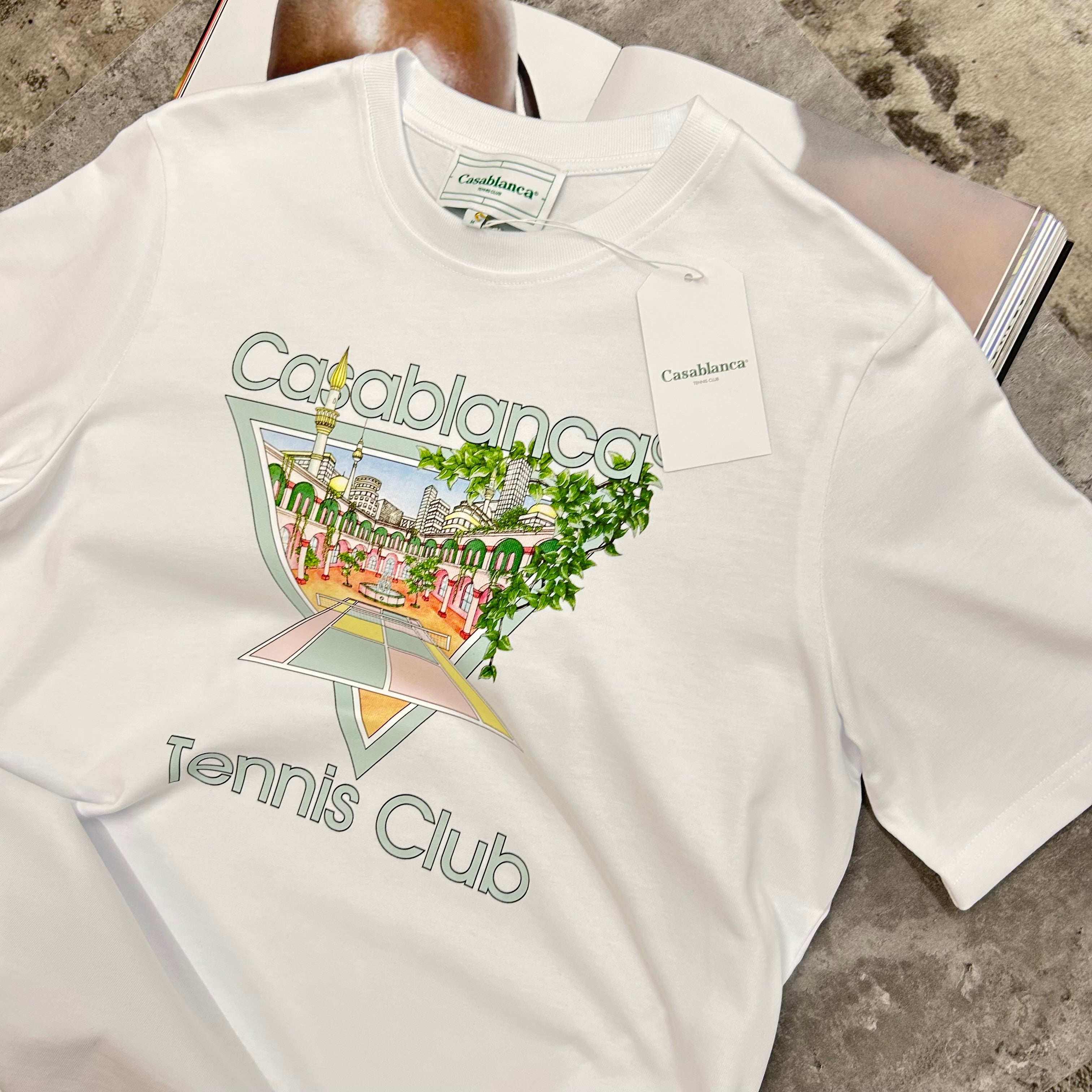 CASABLANCA - TENNIS CLUB T-SHIRT - WHITE/MINT