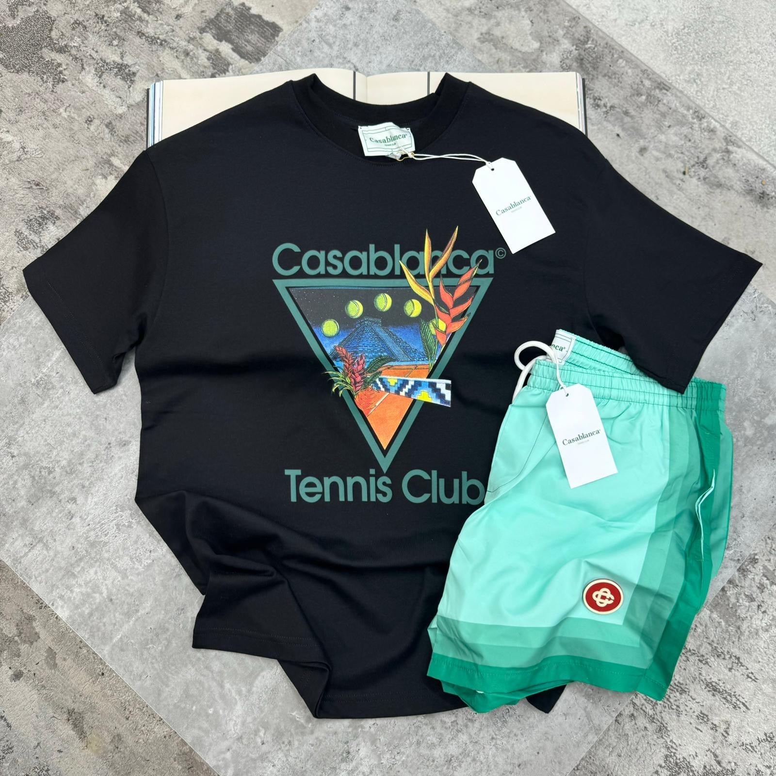 CASABLANCA - MAYAN TENNIS CLUB T-SHIRT - BLACK