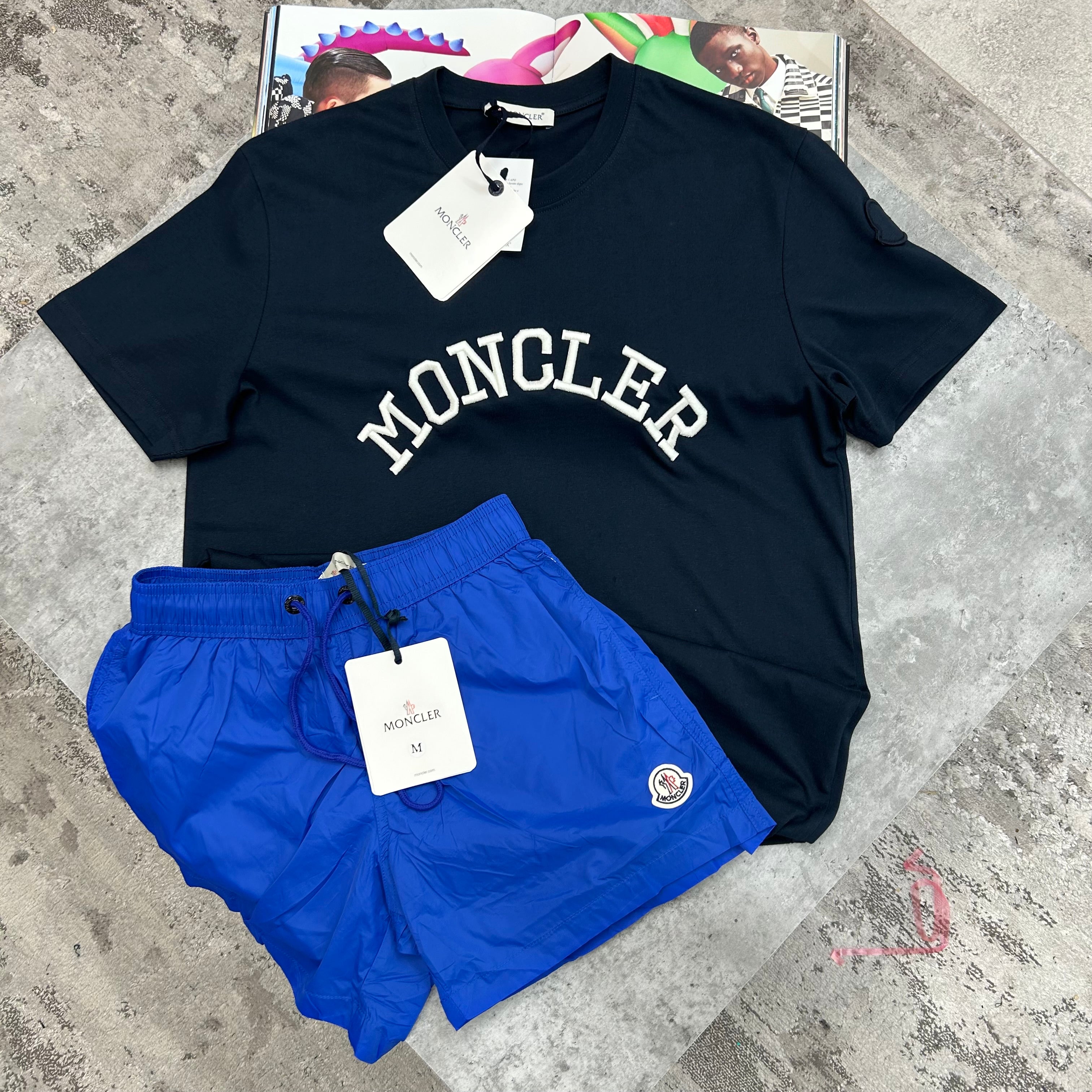 MONCLER - EMBROIDED LOGO T-SHIRT - NAVY