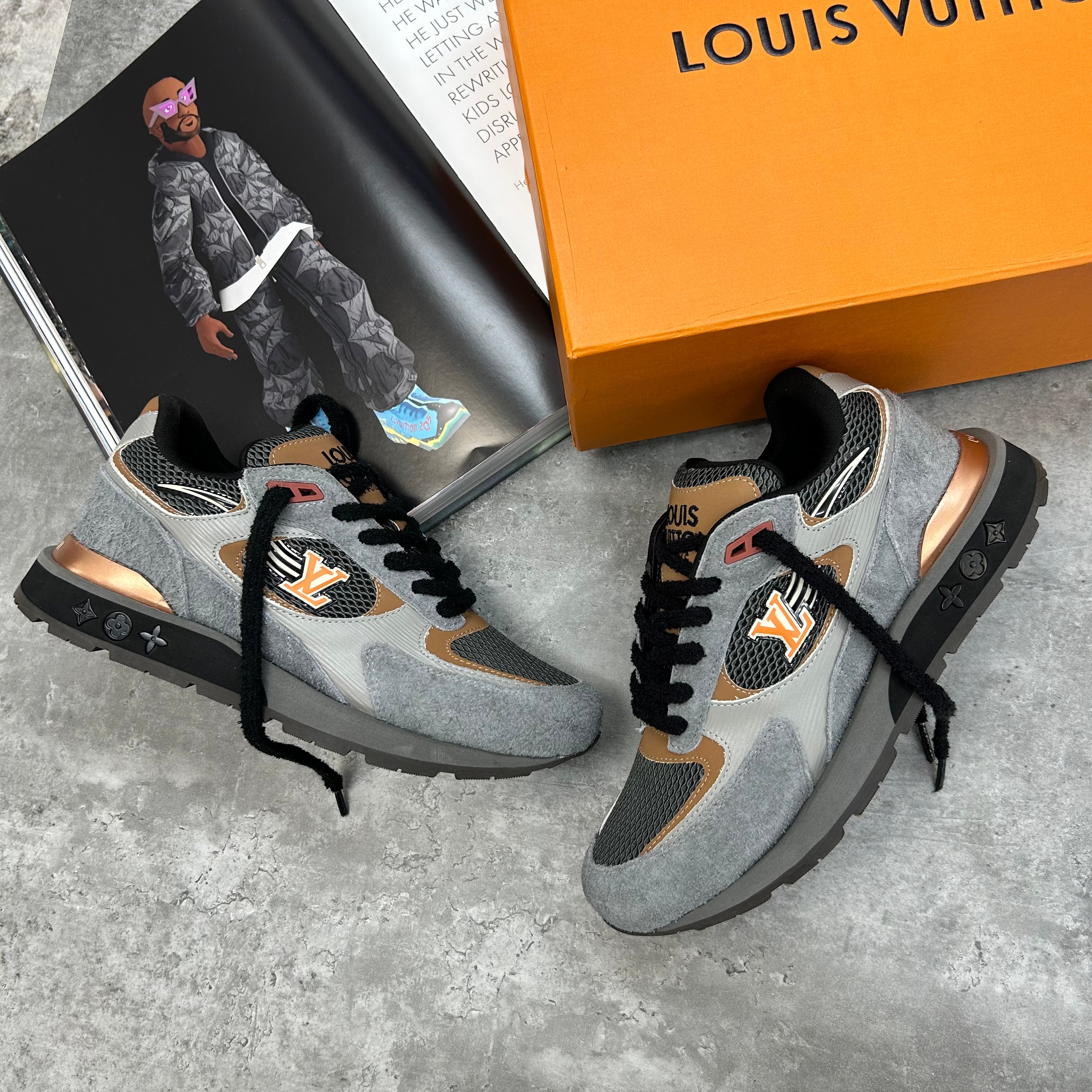 Louis Vuitton Trainer Orange Grey