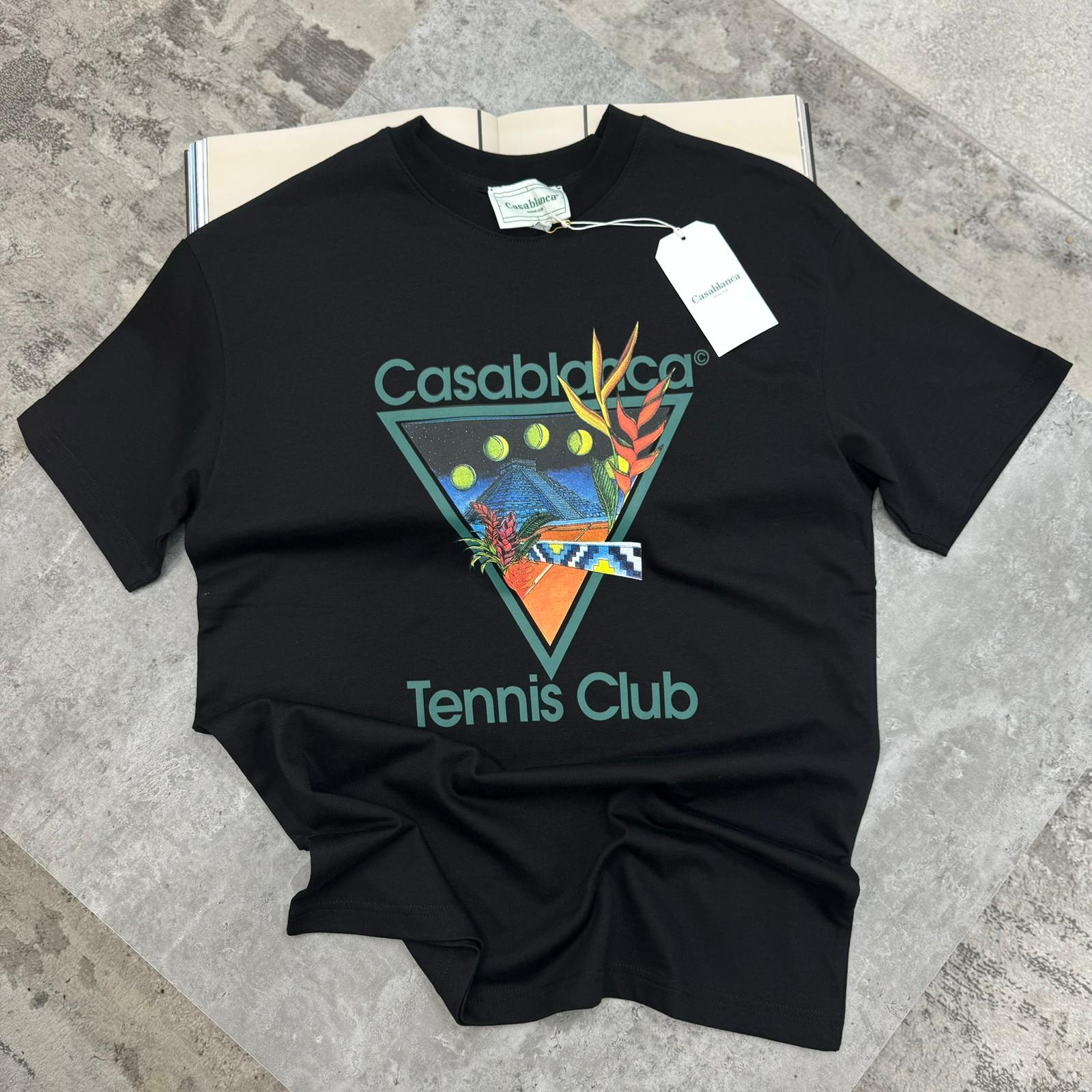 CASABLANCA - MAYAN TENNIS CLUB T-SHIRT - BLACK