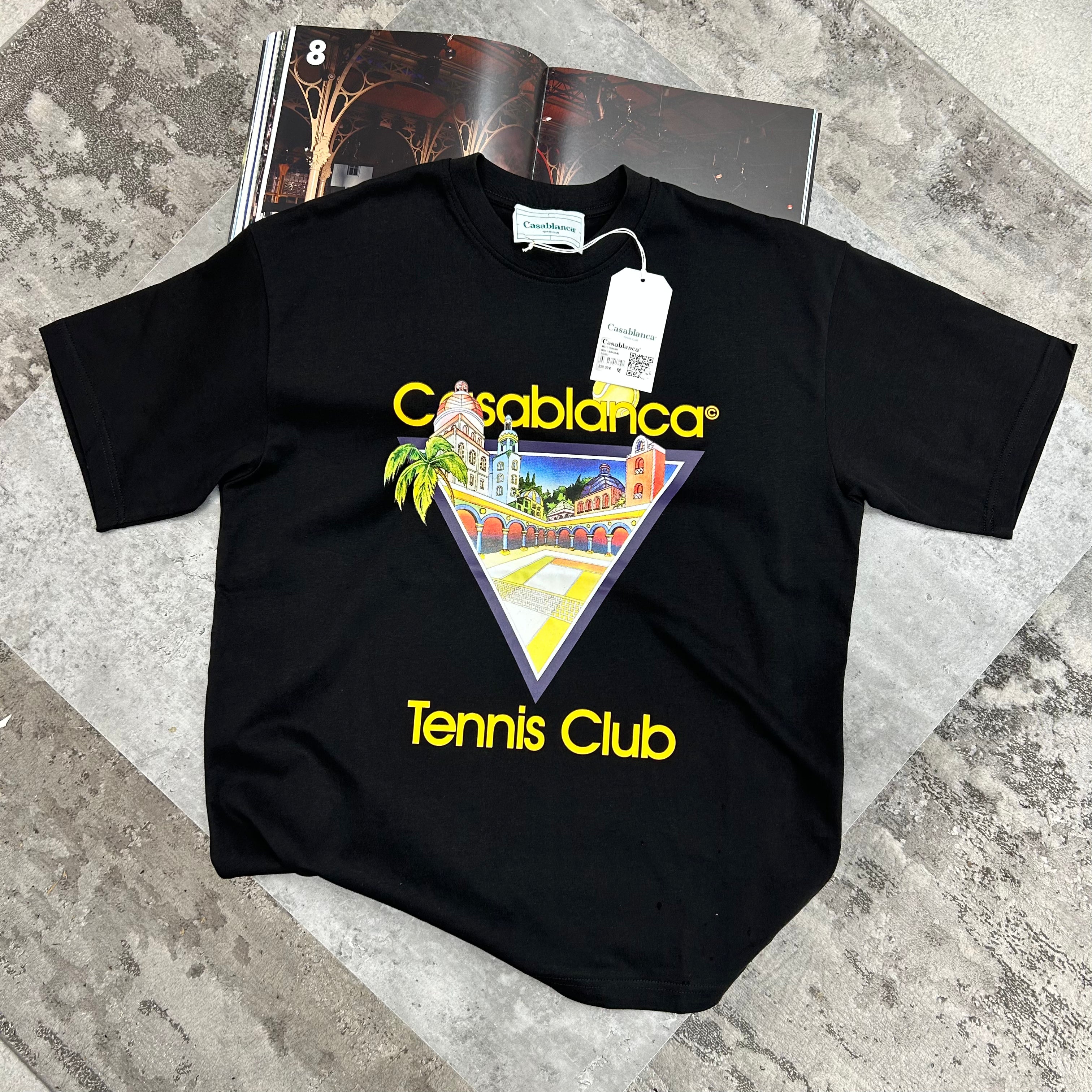 CASABLANCA - TENNIS CLUB T-SHIRT - BLACK/YELLOW