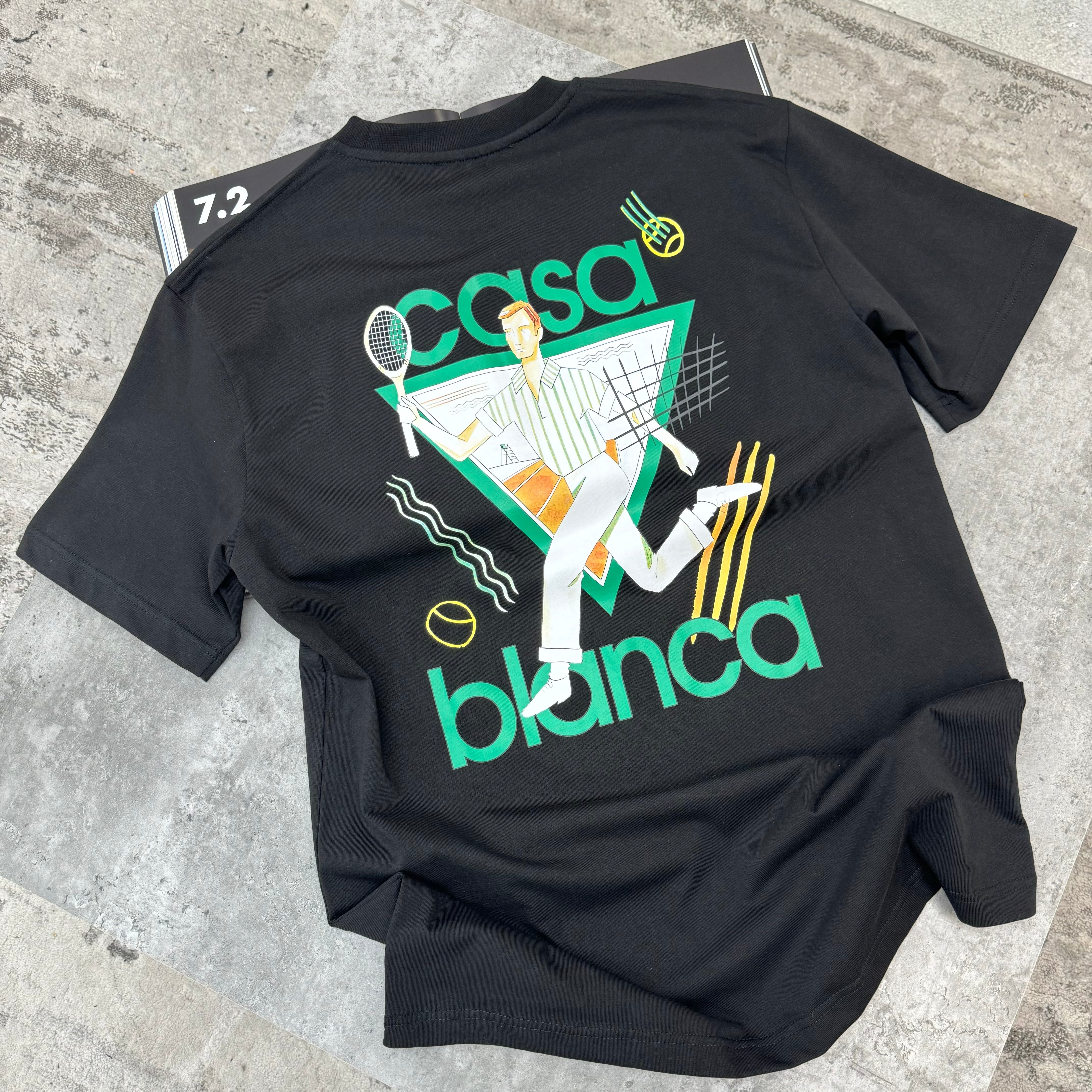 CASA BLANCA - TENNIS PLAYER T-SHIRT - BLACK